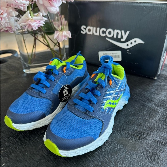 Saucony Kids Blue and Green Running Shoes - Picture 1 of 9